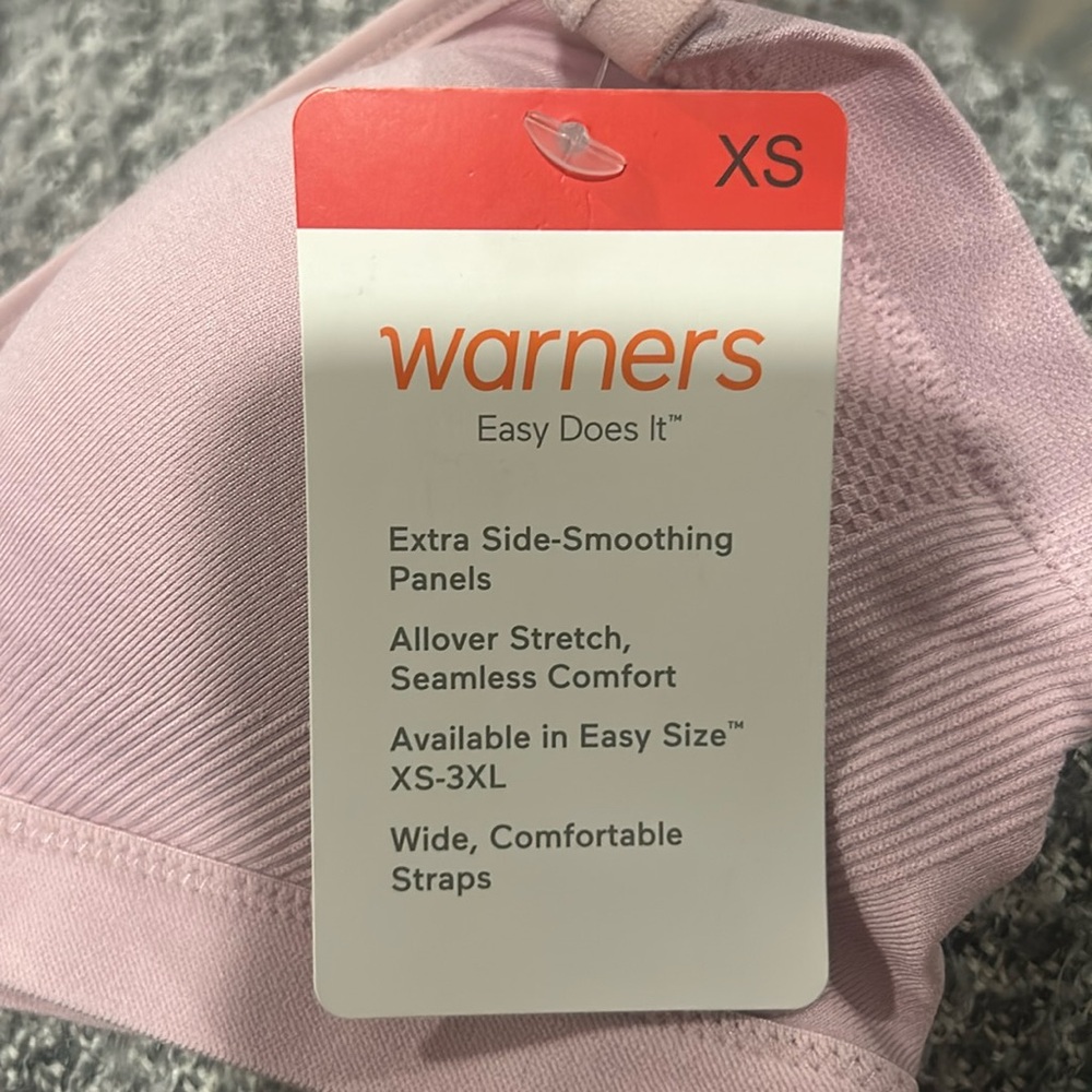 Warner’s Easy Does It Lightly Lined Wireless Bra Size XS Lilac NWT - Picture 2 of 4